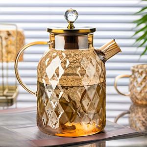 TEMU 두꺼운 보로실리케이트 유리 물 끓이기 및 내열/냉각 피처 - 뚜껑 및 슬롯 포함, 레몬 슬라이스 디자인, 차, 레모네이드, 아이스 음료용 - 파티, 선물용 우아한 서빙 피처 (고보로실리케이트)