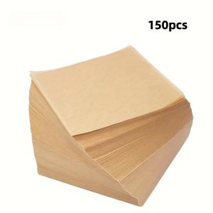 TEMU 150개 미백색 사각 에어프라이어 라이너 - 일회용 논스틱 베이킹 페이퍼, 내열 및 내유성 양피지, 모든 에어프라이어 모델 호환, 감자튀김, 치킨 및 일상 요리용 쉬운 청소, 오븐, 프라이어, 캠핑, 피자, 딥 프라이어 부품 및 액세서리용