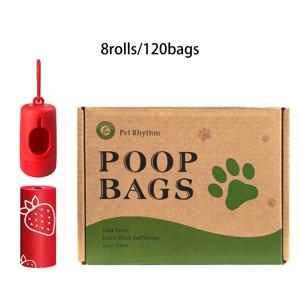 TEMU 딸랑이 향이 나는 두꺼운 폴리에틸렌 강아지 배변 봉투 | 디스펜서 포함 누출 방지 애완 동물 배변 봉투