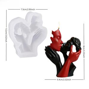 TEMU 레진 주형, 미니 키스하는 커플 평평한 바닥 실리콘 몰드, 예술적 감각이 가득한 오픈워크 디자인, 레진 장식품/양초/비누 만들기용, 부드럽고 탈형이 쉬우며 선명한 질감, 발렌타인데이 홈 데코, 파티 연출, 사랑 테마에 적합, 결혼식, 파티 답례품, 결혼 선물 등에 적합, 공예 애호가를 위한 필수 아트 몰드