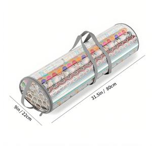 TEMU 투명 선물 포장지 보관백, 모든 선물 포장지 및 리본에 적합, 31.5인치 롤 수용, 24롤 수납, 내구성 강화 투명 PVC 핸들백