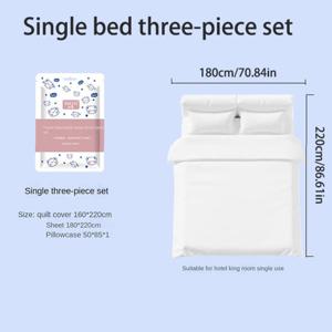 TEMU 일회용 침대 시트, 이불커버, 베개커버 세트 – 호텔 및 여행용 두꺼운 더블 사이즈 네 피스 세트, 휴대용 여행용 싱글 삼피스 침구