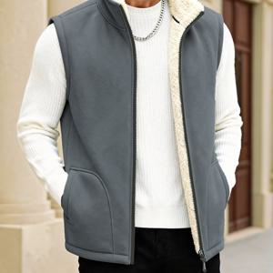 TEMU 피어슨 OBM 남성용 겨울 안감 조끼 - 두꺼운 보온 민소매 스웨터, 가을 겨울용, 아웃도어 레저, 파티, 데일리 웨어, 보온 안감 처리