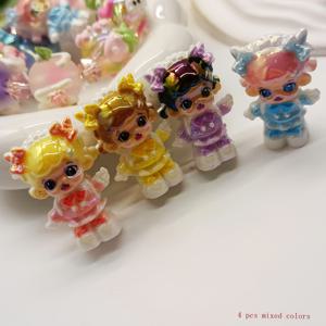 TEMU 4개 혼합 색상 양 미인 3D 수직 구멍 레진 장식 비즈 (휴대폰 체인용), 새해 축제 선물, 장식품, 펜던트