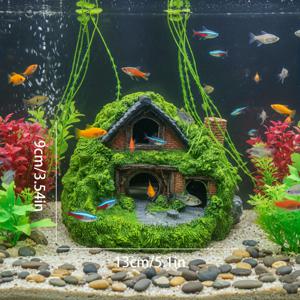TEMU 수족관 시뮬레이션 나무 하우스 수족관 장식 - 수족관 조경 - 작은 물고기 은신처 - 물고기 및 새우 은신 동굴 - 속이 빈 은신처 - 어항 조경 장식품 - 미니 조경 추가 - 새해 선물 - 생일 선물 - 어항