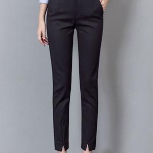 TEMU 여성용 슬림 트임 정장 바지 봄 여름 가을 데일리 스판 일자 9부 캐주얼 바지 면접 오피스룩 슬림소녀 SLIM GIRL