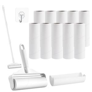 TEMU KISMIS 돌돌이 3단 길이조절 고강력 롤러 먼지제거기 +  리필 10개 (총 600회 청소 가능) / 강아지 고양이 털 완벽 제거 / 의류 소파 카페트 이불 자동차 시트 청소 / 대형 넓은 면적 커버 / 미세먼지 집진