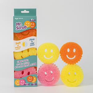 TEMU 좋은쓰임 미스터스크럽 스마일 수세미 4개 세트 – 얼룩제거 만능 스펀지