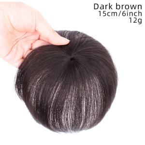 TEMU 미커넥트 라운드 스피너 15CM 가발 여성용 헤어피스 머리 위 덮개 흰색 머리카락 전부 실제 인모 가벼우면서도 풍성하게 볼륨을 증가시키는 앞머리 헤어 익스텐션 피스