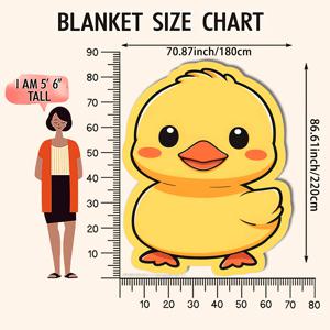 TEMU 1개 오리 모양 담요, 사계절 사용 가능한 부드러운 플란넬 플러시 침대 던지기, 귀여운 노란 오리 프린트, 세탁기 사용 가능한 침대 스프레드, 여행 및 캠핑 선물, 아늑한 소파 담요