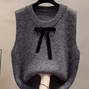 TEMU 새로운 스타일의 여성용 비즈와 스터드 장식 조끼, 스타일리시하고 우아한 민소매 풀오버 탑, 스팽글 스웨터 가디건, 우아한 여성 파티웨어, 캐주얼 의상, 데일리 출퇴근용, 편안하고 심플한 ASD1