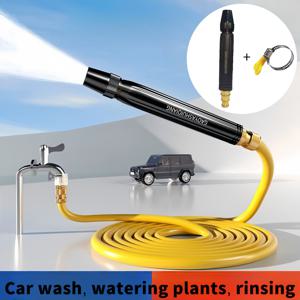TEMU 가정용 고압 세차 물총 세트, 자동차 청소 물 호스, 다기능 물주기 및 세차 도구, 차량 청소, 식물 물주기 및 벽 및 창문 세척에 적합, 가정용 세차 스프레이 건