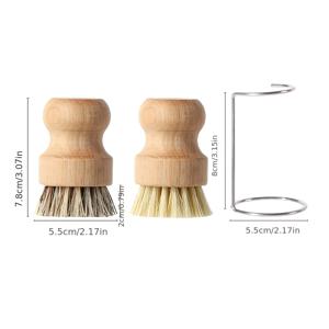 TEMU 나무 손잡이와 금속 물기 제거 랙이 있는 식물성 헤어 클리닝 브러쉬 2/3개 세트입니다. 브러쉬 모는 도구에 부드럽게 닿아 주방 기름 제거에 훌륭한 도우미가 되며, 일상적인 요리 청소에 필수적인 도구입니다.