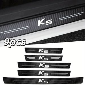 TEMU 9피스 카본 파이버 도어 실 프로텍터, 기아 K5 로고 트렁크 도어 범퍼 장식 보호 테이프