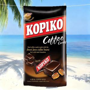 TEMU Kopiko 커피 캔디 패키징 HD 디지털 프린트 비치 타월, 할로윈, 크리스마스 디지털 프린트 비치 타월, 빠른 건조 소프트, 수영장, 요가, 여행, 스포츠용으로 적합 - 이상적인 휴일 선물