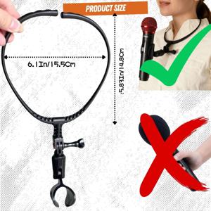 TEMU 목걸이형 마이크 스탠드 - 노래 도구, 기타 연주 및 노래의 마법, 대的人生술사, 사회자용 핸즈프리 마이크 클립 - 무대 공연자의 요구 사항 충족