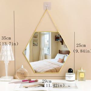 TEMU 노르딕 골든 헥사곤, 스퀘어, 벽걸이 거울 / 욕실 기숙사 거울 / 벽걸이 화장대 메이크업 거울