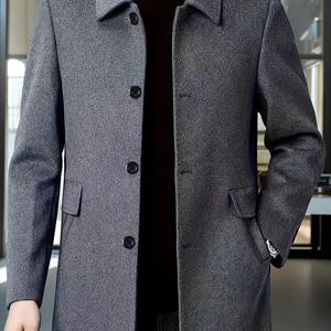 TEMU [완렌산 OBM] 2025 미국 스타일 남성 캐주얼 클래식 다용도 단색 사이드 더블 포켓 간편 디자인 핸섬한 아빠 주름 방지 논슬리브 싱글 브레스트 라이트 럭셔리 트렌치 코트