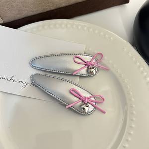 TEMU 2개 실버리 보우 헤어클립, 사이드 뱅 헤어클립, BB 헤어클립, 고급 헤어 액세서리, 대부분의 사람들에게 적합