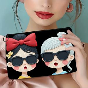 TEMU 1개 만화 여행용 수납 가방, 메이크업 파우치 정리함 - 지퍼형 화장품 수납 가방, 가볍고 튼튼한 여행용 세면도구 가방, 휴일 선물로 이상적, 세면도구 및 미술 용품 정리에 적합 | 안전한 지퍼 | 휴대용 수납 가방