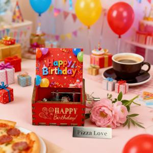 TEMU 1개 생일 뮤직박스, 핸드크랭크 나무 빈티지 레이저 조각 뮤직박스, 생일 선물, 홈 데코, 크리스마스 발렌타인데이 새해 선물