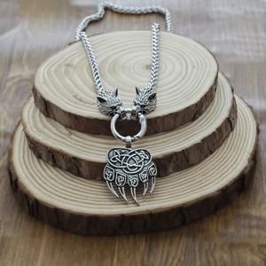 TEMU 노르딕 남성 바이킹 곰발톱 늑대머리 펜던트 목걸이 패션 트렌드 목걸이 펑크 힙합 파티 주얼리 빈티지 바이킹 액세서리 스칸디나비아 부적 목걸이 친구와 친척을 위한 생일 선물