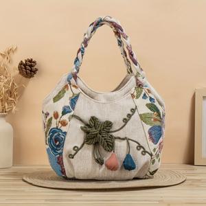 TEMU 스타일 프레쉬 핸드메이드 직조 투톤 3D 별 펜던트 캐주얼 바캉스 멀티 컴파트먼트 여성 핸드백