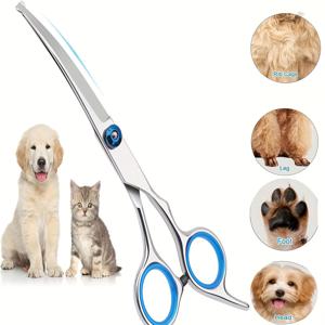 TEMU 애완동물 미용 가위 세트 - 안전한 둥근 팁, 강아지 & 고양이를 위한 스테인리스 스틸 가위