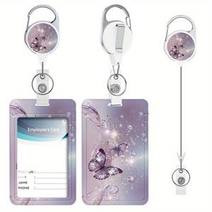 TEMU 2D 귀여운 디자인, 보라색 버블 나비, 산뜻한 판타지 나비 모티프, 문서 홀더 스크롤 및 풀기 쉬운 망원경형 수직 버클 포함