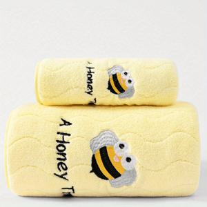 TEMU 2개 세트 1개 34*75Cm+1개 70*140Cm 산호 양털 편안한 부드러운 흡수성 보풀 방지 귀여운 만화 자수 물결 가정용 성인 커플 랩 타월 헤어 타월 핸드 타월 세안 타월 목욕 타월 또는 에어컨 방 소파 소형 블랭크