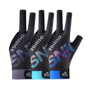 TEMU 남녀공용 3개 세트 대형 당구 및 스누커 장갑, 왼손용 세 손가락 노출, 가벼우며 통기성이 좋고 신축성이 있는, 미끄럼 방지 및 내마모성 손바닥 패드가 있는