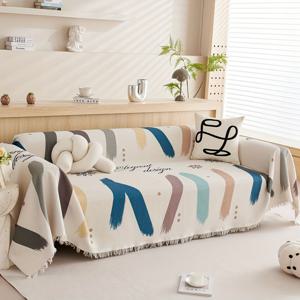 TEMU 다용도 와플 니트 소파 커버 태슬 포함 - 애완동물 친화적, 세탁기 사용 가능한 거실 & 야외 캠핑용 소파 보호대