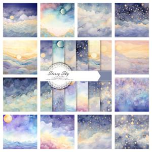 TEMU 구름, 별, 달 디자인의 하늘 테마 종이 세트 (12장). 축제, 프로젝트, 병 및 앨범 장식, 인사말, 스크랩북, 정크 저널링에 적합하며, 코팅되지 않은 재활용 가능한 재료로 제작되었습니다.