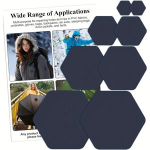 TEMU 다운 재킷, 텐트, 아웃도어 장비 및 기술용 천 수리를 위한 8개 세트의 자가 점착 방수 나일론 패치 (육각형 모양)