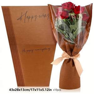 TEMU 10개 세트, 신선한 꽃 포장용 크라프트 종이, 웨딩 선물 세트용 외부 포장지, 웨딩 신부용 사탕 포장지, 약혼 꽃다발 장식 포장, 결혼식, 생일용