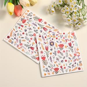 TEMU 33*33Cm 이중 레이어 컬러풀 작은 꽃과 풀 프린트 페이퍼 타월 일회용 이중 레이어 컬러풀 냅킨 야외 파티 페이퍼 타월 파티 냅킨 가족 주방 냅킨 칵테일 냅킨 생일 파티 장식 서양 레스토랑 냅킨