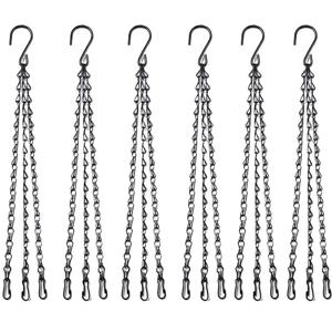 TEMU 후크가 있는 검정색 행잉 바스켓 체인 6개 세트, 화분용 교체 체인, 새 모이통, 화분, 랜턴 및 장식용 철 체인에 적합