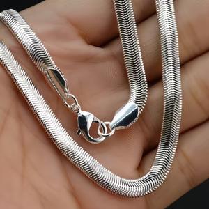 TEMU 1개 패셔너블 6mm 플랫 스네이크 체인 목걸이 - 남녀 공용 트렌디 주얼리 - 오래 지속되는 저자극성, 시크한 웨딩 장식