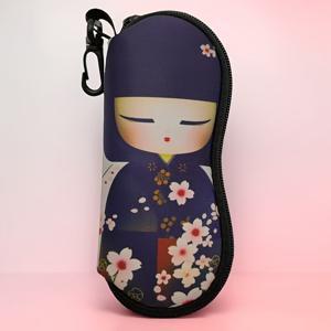 TEMU 1개 일본 기모노 인형 패턴 지퍼 케이스, 초경량 휴대용 소프트 네오프렌 지퍼 안경 케이스, 휴대용 보호 안경 홀더, 다양한 유형과 크기의 안경에 적합, 남녀 모두 사용 가능