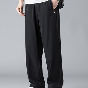 TEMU 남성 여름 긴 바지, 통기성 좋고 넉넉한 핏, 흡습성, 단색, 속건성, 가볍고 트렌디한, 땀 흡수