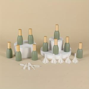 TEMU 10개 핑크/그린 에센셜 오일 롤러 병, 0.41 Oz 빈 유리 롤러 병 (스테인리스 스틸 롤러 볼 보호), 누수 방지, 깔때기 5개 및 스포이드 5개 포함, 여행용 향수에 적합 (골드 캡)