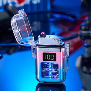 TEMU 새로운 개인화 지능형 인덕션 야외 방풍 더블 아크 라이터 무화염 전자식 휴대용 불꽃 플라즈마 USB 충전식 전기 라이터, 고급 선물용