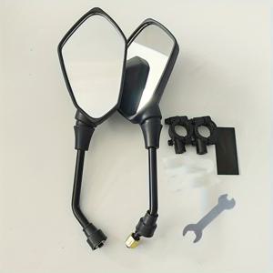 TEMU 자전거 및 전동 스쿠터용 블랙 타원형 후방 거울, ABS 재질, 회전 및 조절 가능한 광각 디자인