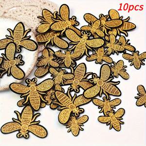 TEMU 10개 벌 패치 DIY 가방 장식 패치 의류 액세서리 3D 자수 잠금 꽃 조합 패브릭 라벨 코트 모자 가방 라탄 바구니 창의적인 라벨