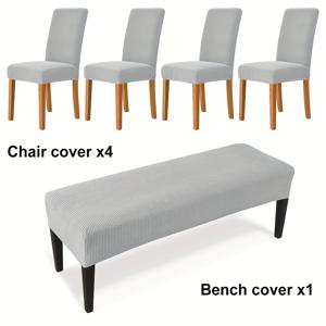 TEMU 5개/세트 옥수수 벨벳 식탁 의자 커버 벤치 커버 세트 조합