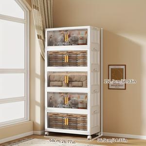 TEMU 길이 68cm, 폭 36.5cm의 수납 캐비닛. 2~6단으로 구성되어 있으며 뚜껑이 있습니다. 거실, 장난감 보관에 적합하며, 자석으로 닫을 수 있습니다. 가정용으로 적합하며 조립이 용이하고 바퀴가 달린 이동식이며 접이식으로 침실 및 주방에 이상적입니다.