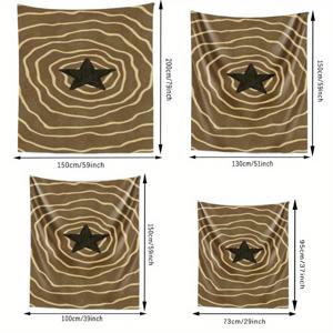 TEMU 1pc 추상 별 테이프스트리 - 생동감 있는 갈색 및 베이지 스와일 디자인, 폴리에스터 벽걸이, 거실, 침실 또는 야외 캠핑용 - 파티 및 라이브 스트리밍, 파티 장식에 적합, 추상 별 패턴 | 내구성 있는 벽면 직물, 벽 장식