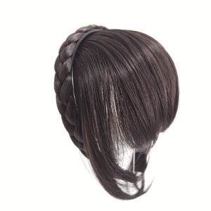 TEMU 천연 느낌의 가발 앞머리 클립 긴 가발 합성 머리띠 앞머리 밴드 여성용, 1개