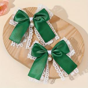 TEMU 여성용 우아한 레이스 헤어핀 2개 세트, 미끄럼 방지 헤어 클립 - 파티 드레스업을 위한 멋진 헤어 액세서리