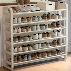 TEMU 공간 절약형 고급 6단 금속 신발장, 최대 30켤레 수납 가능, 내구성 있는 슬림 디자인, 목재 불필요 다층 철제 제작, 현관 및 기숙사 설치용, 거실 겹겹이 신발 캐비닛 호환, 블랙 홈 스토리지 & 정리함, 멀티펑셔널 도어 마운트 신발 선반, 침실 친화적, 개학 시즌 이스터